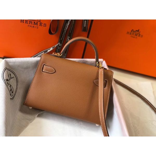 HERM Kelly Mini II Bag In Gold Epsom Leather GHW