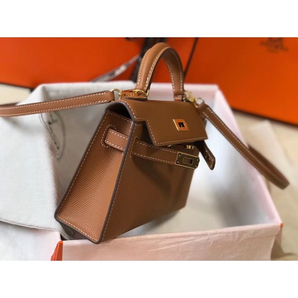 HERM Kelly Mini II Bag In Gold Epsom Leather GHW