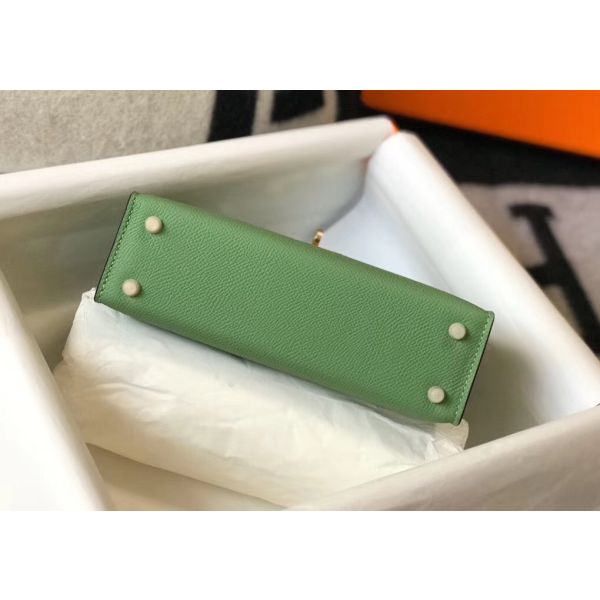HERM Kelly Mini II Bag In Vert Criquet Epsom Leather GHW