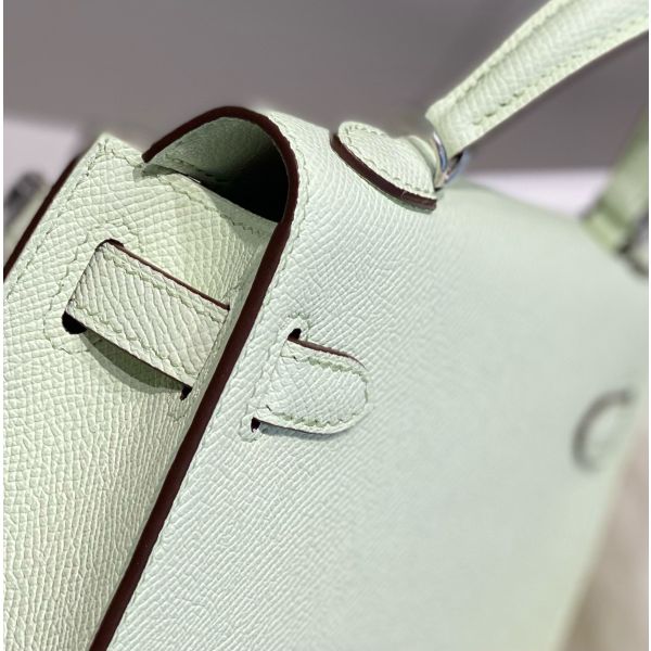 HERM Kelly Mini II Bag In Vert Fizz Epsom Leather PHW