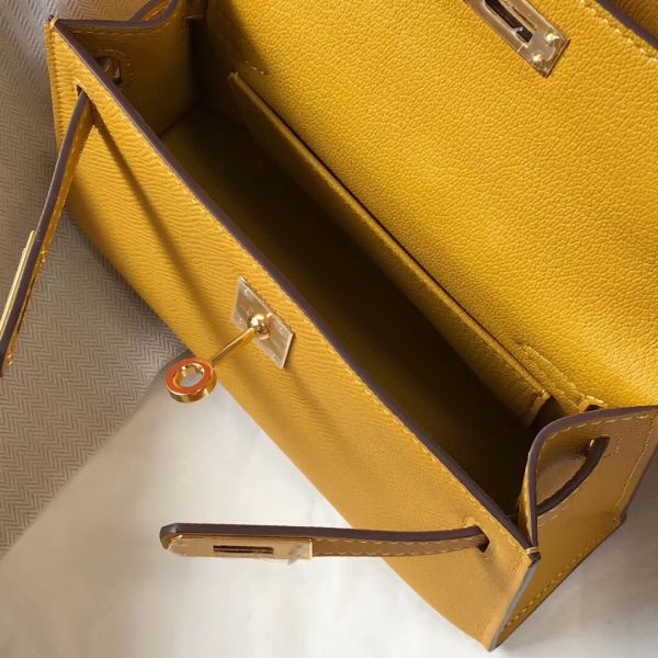 HERM Kelly Mini II Bag In Yellow Epsom Leather GHW