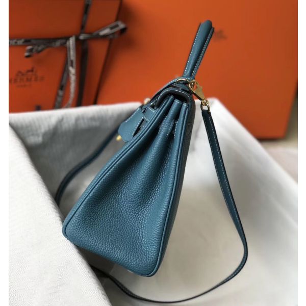 HERM Kelly 28cm Bag In Blue Jean GHW