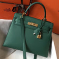 HERM Kelly 28cm Bag In Vert Vertigo Epsom Leather GHW