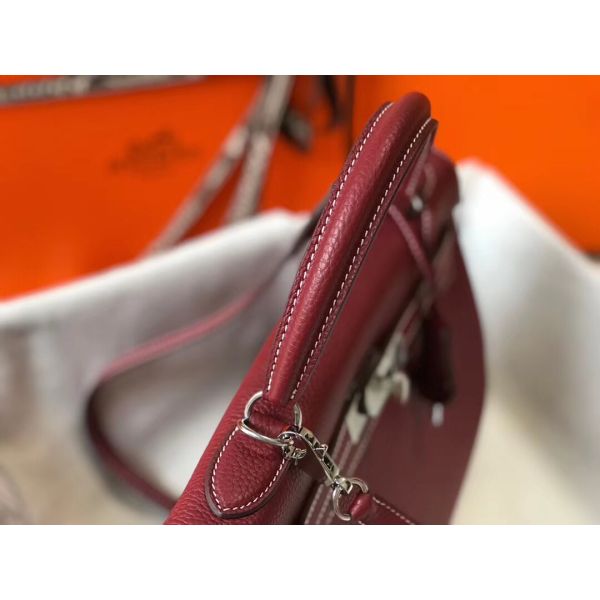 HERM Kelly 32cm Bag In Bordeaux Clemence Leather PHW