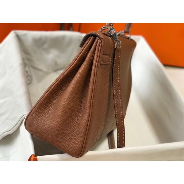 HERM Kelly 32cm Bag In Gold Clemence Leather PHW