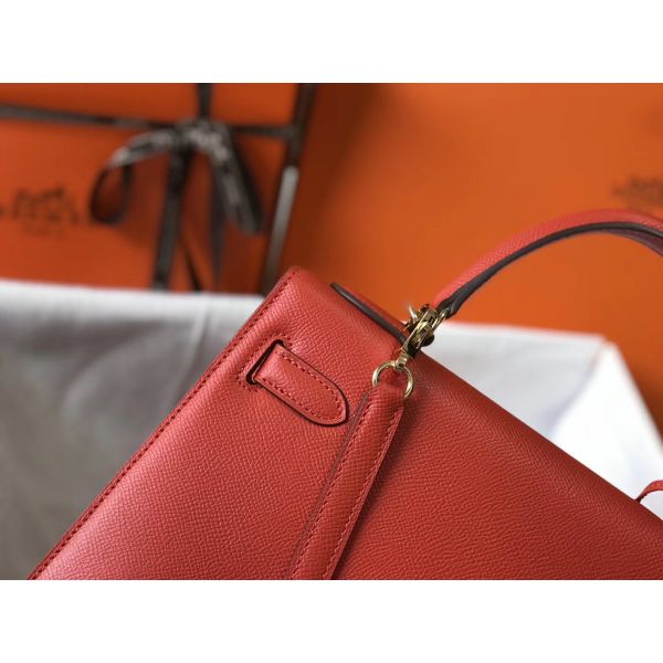 HERM Kelly 32cm Bag In Red Epsom Leather GHW
