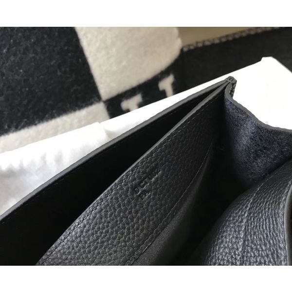 HERM Kelly Depeche 34 Briefcase In Black Calfskin