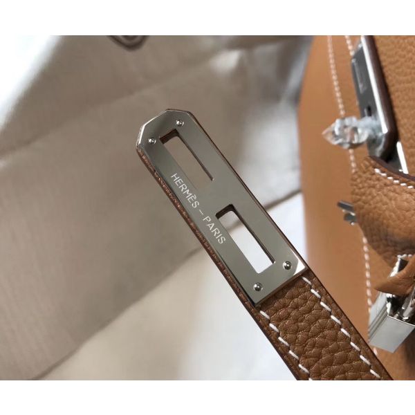 HERM Kelly Depeche 38 Briefcase In Brown Calfskin