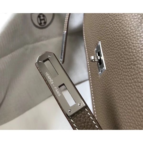 HERM Kelly Depeche 38 Briefcase In Taupe Calfskin
