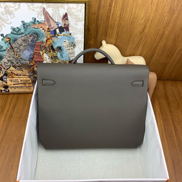 HERM Kelly Depeches 36 Briefcase in Etain Clemence Leather