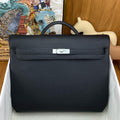 HERM Kelly Depeches 36 Briefcase in Black Clemence Leather