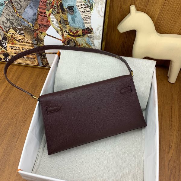HERM Kelly Elan Handmade Bag In Rouge Sellier Chevre Mysore Leather