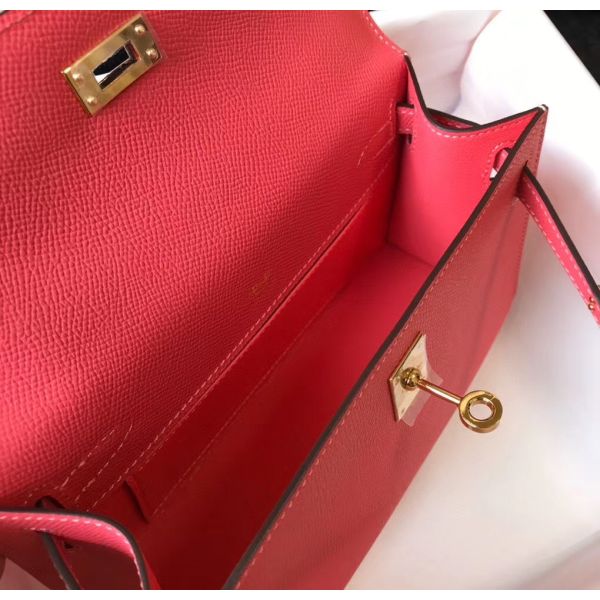 HERM Kelly Pochette Bag In Rose Lipstick Epsom Leather