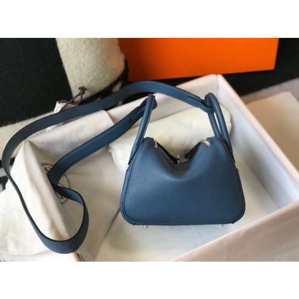 HERM Lindy Mini Bag In Blue Agate Clemence Leather PHW