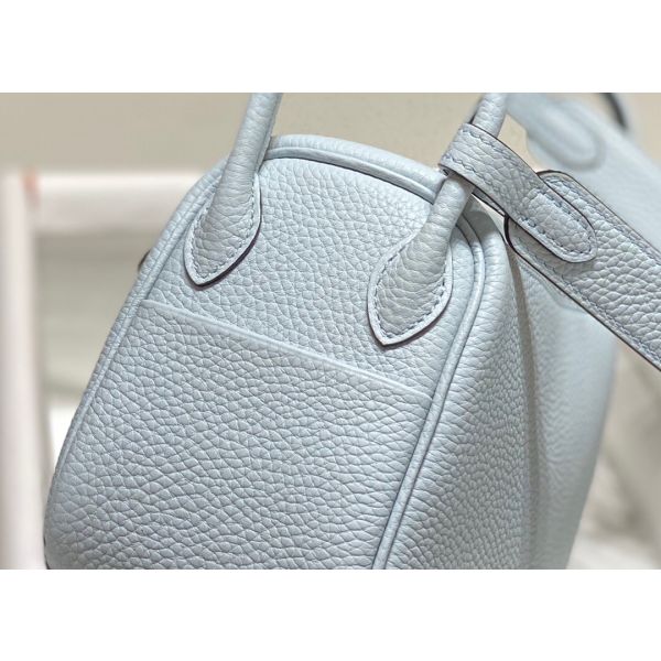 HERM Lindy Mini Bag In Blue Brume Clemence Leather GHW