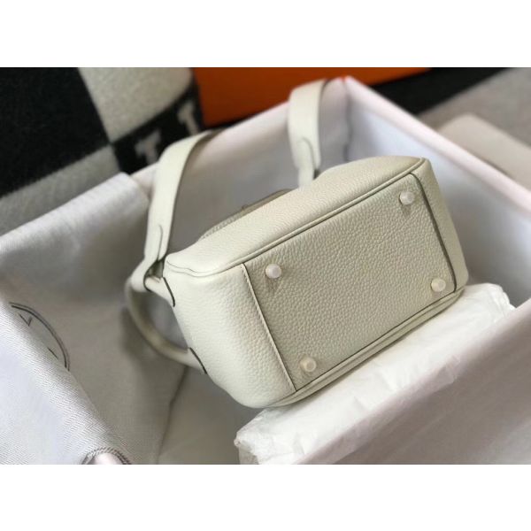 HERM Lindy Mini Bag In White Clemence Leather GHW