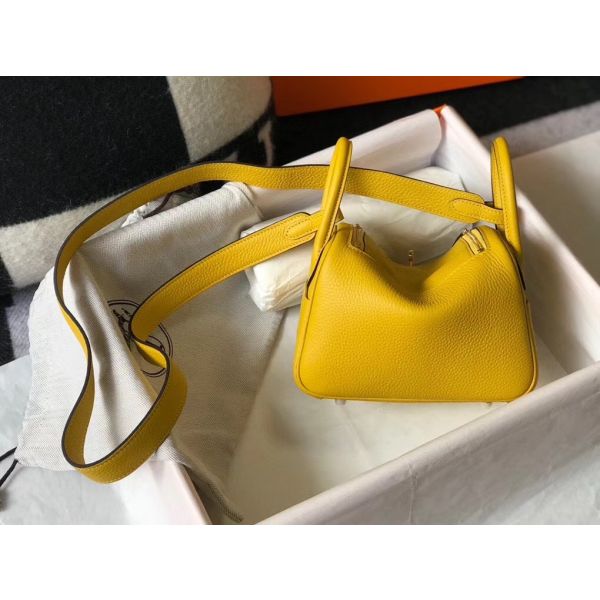 HERM Lindy Mini Bag In Yellow Clemence Leather GHW