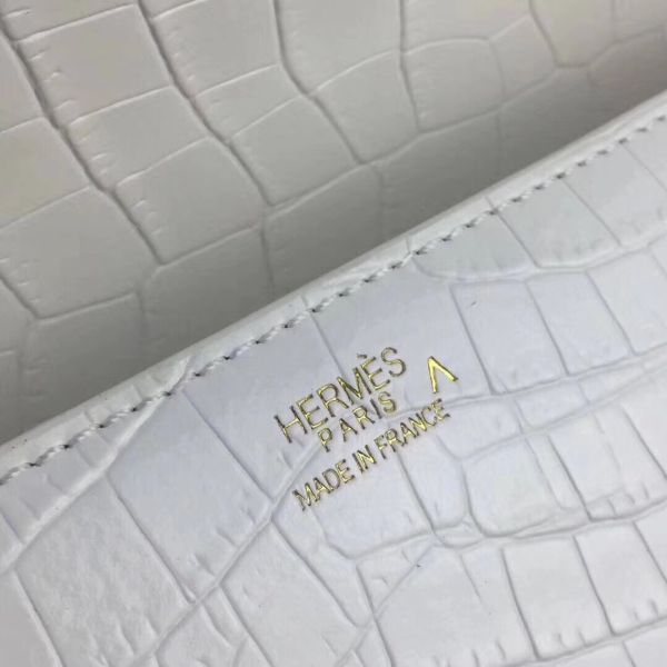 HERM Medor Clutch Bag In White Crocodile Leather