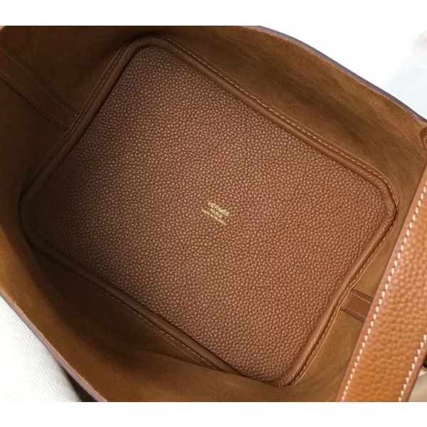 HERM Picotin Lock 22 Bag In Gold Clemence Leather