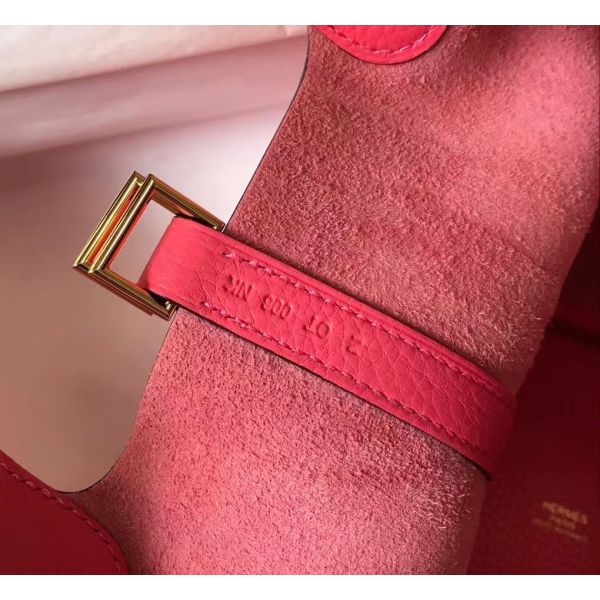 HERM Picotin Lock 22 Bag In Rose Lipstick Clemence Leather