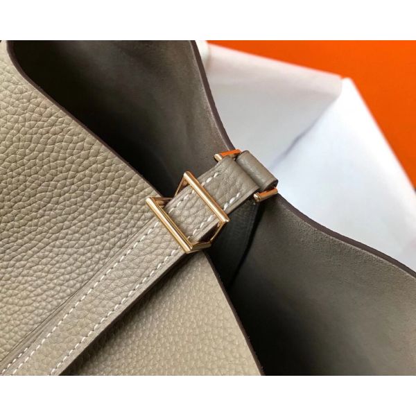 HERM Picotin Lock 22 Bag In Tourterelle Clemence Leather