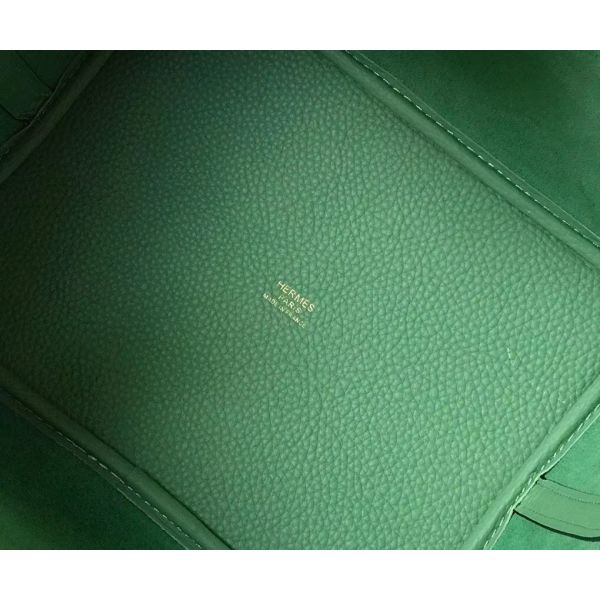 HERM Picotin Lock 22 Bag In Vert Criquet Clemence Leather