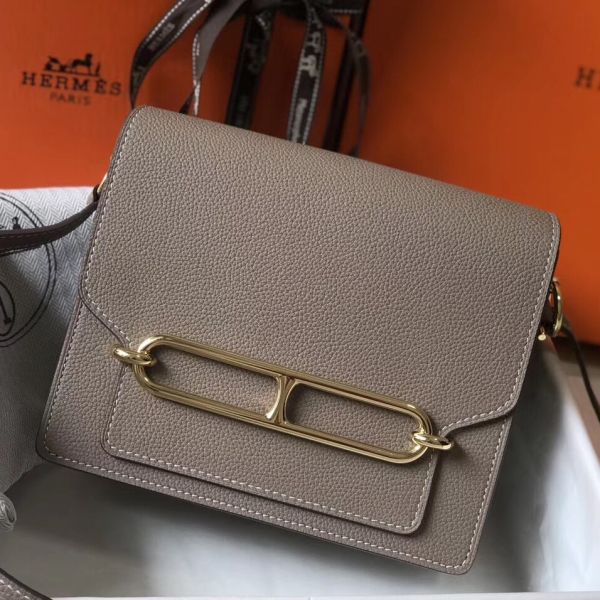 HERM Mini Sac Roulis 18cm Bag In Grey Evercolor Calfskin