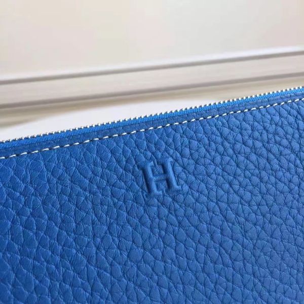 HERM Blue Clemence Azap Zipped Wallet