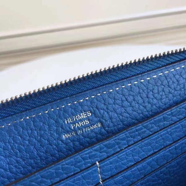 HERM Blue Clemence Azap Zipped Wallet