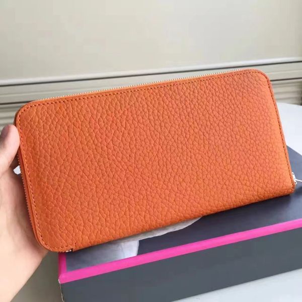 HERM Orange Clemence Azap Zipped Wallet