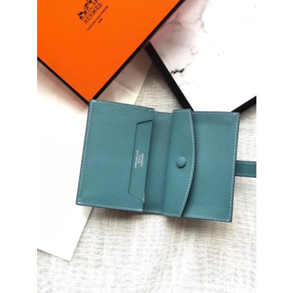 HERM Bearn Mini Wallet In Blue Jean Epsom Leather