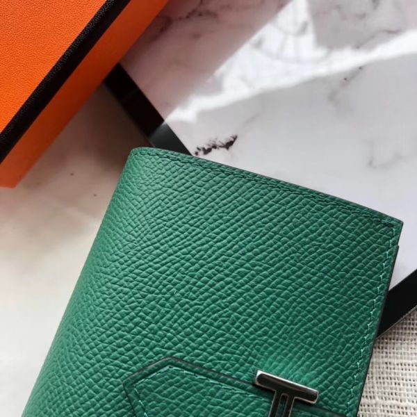 HERM Bearn Mini Wallet In Vert Vertigo Epsom Leather