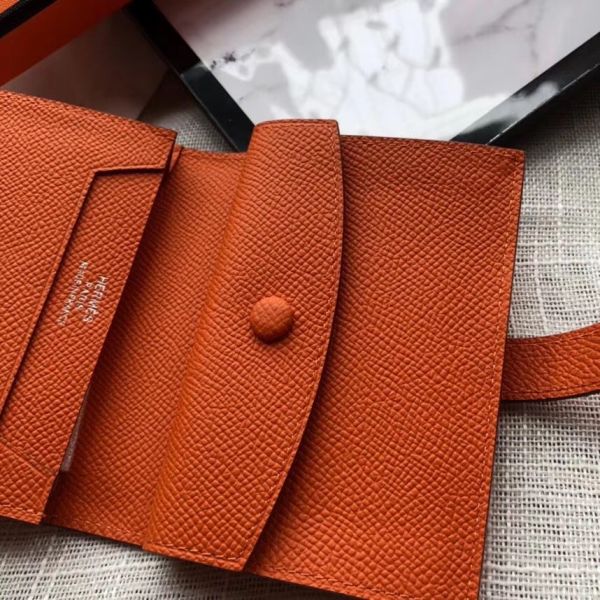 HERM Bearn Mini Wallet In Orange Epsom Leather