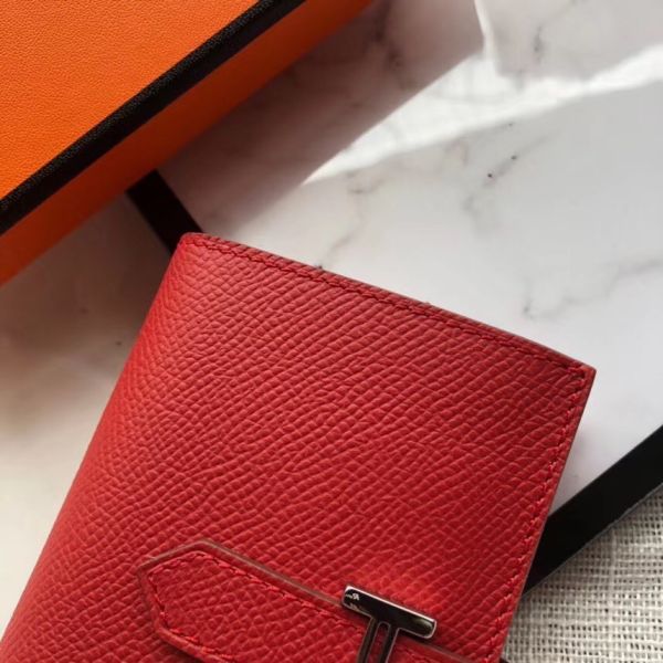 HERM Bearn Mini Wallet In Red Epsom Leather