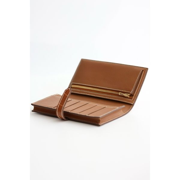 HERM Bearn Long Wallet in Gold Matte Alligator Leather