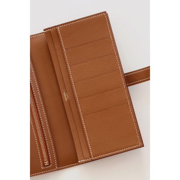 HERM Bearn Long Wallet in Gold Matte Alligator Leather