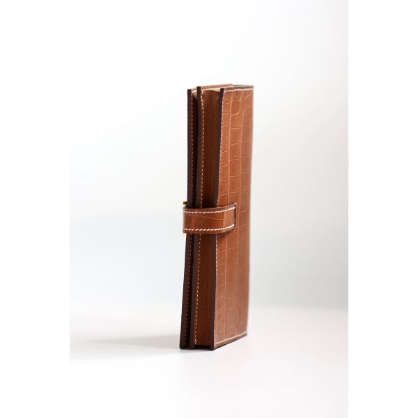 HERM Bearn Long Wallet in Gold Matte Alligator Leather