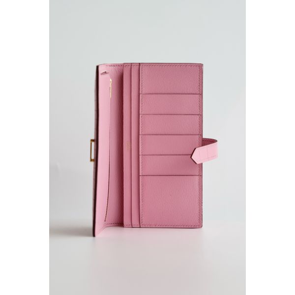 HERM Bearn Long Wallet in Pink Matte Alligator Leather
