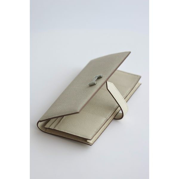HERM Bearn Long Handmade Wallet in Craie Epsom Calfskin