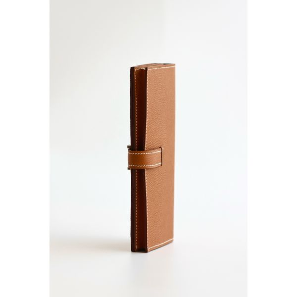 HERM Bearn Long Handmade Wallet in Gold Epsom Calfskin