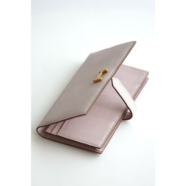HERM Bearn Long Handmade Wallet in Mauve Pale Epsom Calfskin