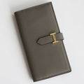 HERM Bearn Long Handmade Wallet in Etain Swift Calfskin