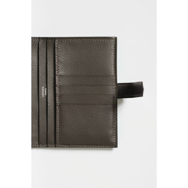 HERM Bearn Compact Wallet in Graphite Shiny Alligator Leather