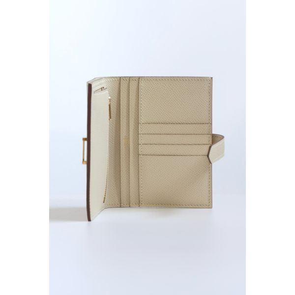 HERM Bearn Compact Handmade Wallet in Craie Epsom Calfskin