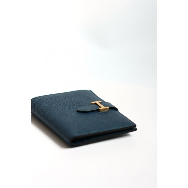HERM Bearn Compact Handmade Wallet in Deep Blue Epsom Calfskin