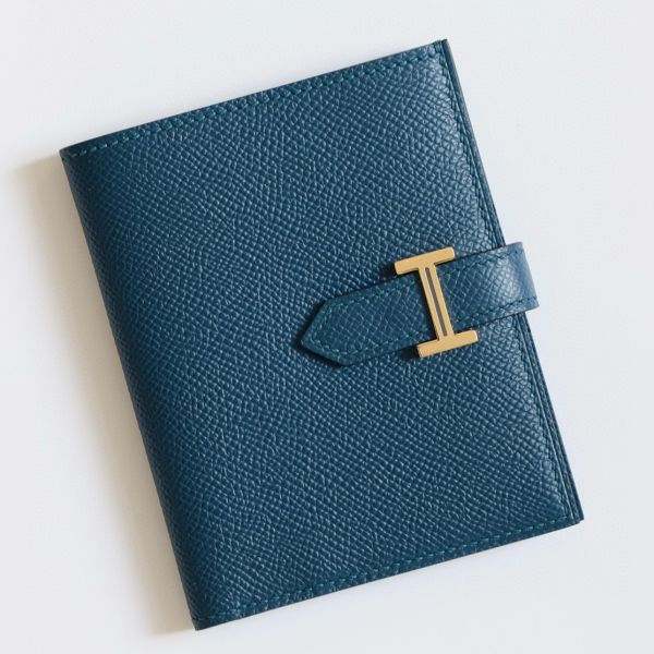 HERM Bearn Compact Handmade Wallet in Deep Blue Epsom Calfskin