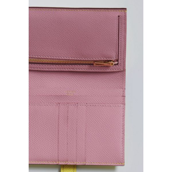 HERM Bearn Compact Verso Handmade Wallet in Lime Epsom Calfskin