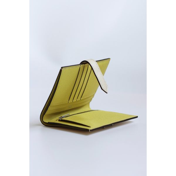 HERM Bearn Compact Verso Handmade Wallet in Nata Epsom Calfskin