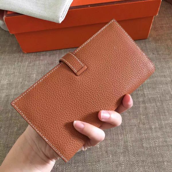 HERM Brown Clemence Bearn Gusset Wallet