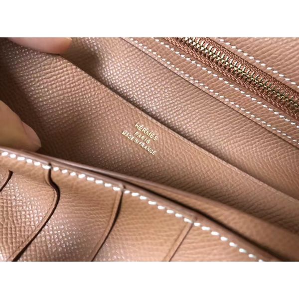 HERM Brown Epsom Bearn Gusset Wallet